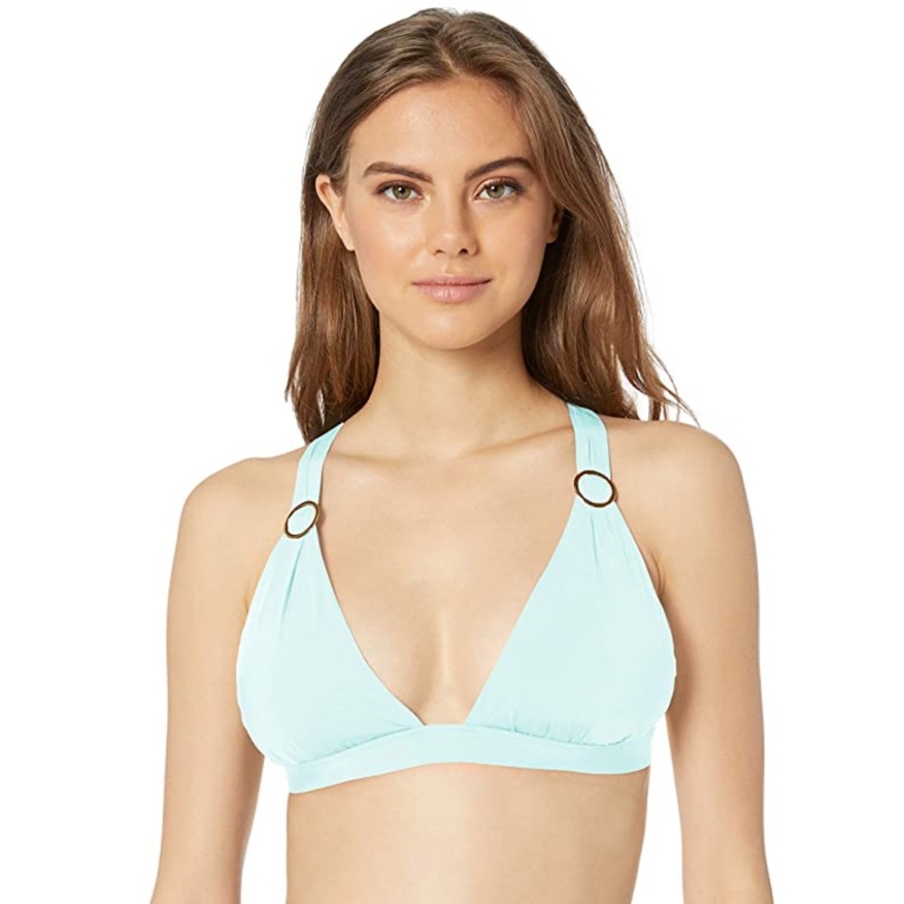 NWT BCBGMAXAZRIA Shirred Hipster Low-Rise Solid Color Bikini, Aqua